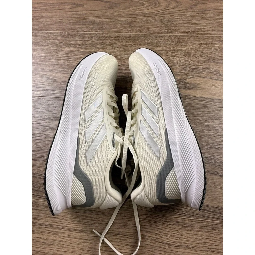 Adidas Runfalcon 5 Womens Running Shoes Off White Silver Size 7.5 Sporty Casual